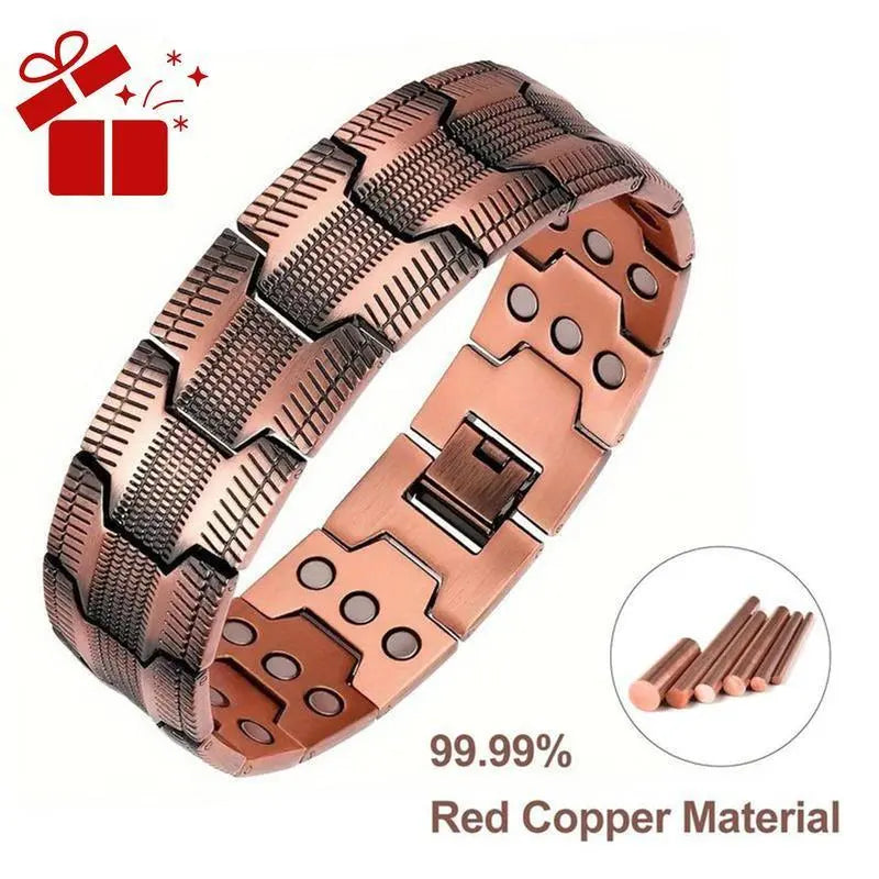 Men's Copper Magnetic Bracelet – Triple Row Super Magnet with Adjustable Size Tool