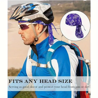 Cooling Headscarf Cap Set – Motorcycle Pirate Head Wrap, Safety Helmet Liner, Elastic Fit, Hand Washable | Outdoor Headwear for Athletes