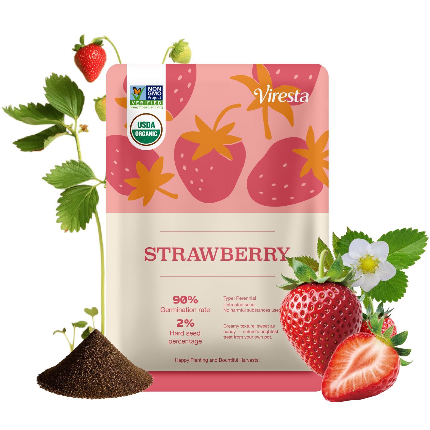 5000+Premium Cream Strawberry Seeds - Extra Large & Juicy Fruit Formula