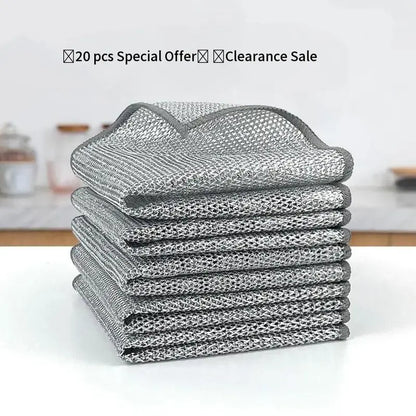 10 Counts Dishwashing Rags — Double Side Multipurpose Non-Scratch Wire Dishcloths, Reusable Cleaning Cloths for Kitchen, Sinks & Pans