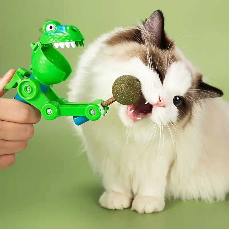 Pet Teaser Robot Lollipop Cat Toy — Creative Dinosaur Catnip Stick Teaser for Cats & Dogs